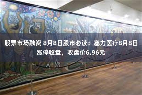 股票市场融资 8月8日股市必读：塞力医疗8月8日涨停收盘，收盘价6.96元